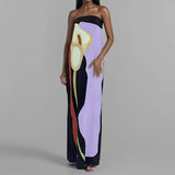 New Women's Fashion Sleeveless Shoulder Avant-Garde Sexy Bareback Print