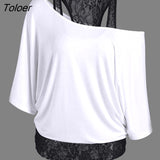Spring Autumn Women Tshirt Fashion Lace Patchwork Basic T-shirts Casual Loose T Shirts Batwing Sleeve Tops