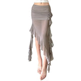 2024 Summer New Women's Net Yarn Bag Hip Three-Dimensional Flower Body Irregular Side Half
