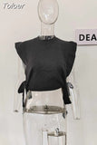 2023 new Autumn fashion women clothes round neck sleeves knits vest turn-down collar ruffles single breasted dress