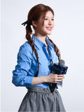 Luth's Same Tibetan Cyan Knitted Cardigan Women 2025 Early Autumn College Style Buds Half-Dress Three-Piece