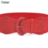 Women Luxury Waist Belts For Dress Pu Patent Leather Elastic Band Waist Belt Solid Color Wide High Quality Waistband