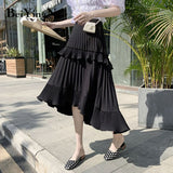 Irregular Women Skirt 2020 New Fashion Sexy Skirts Ladies Casual Elastic Midi Pleated Skirt Korean Elegant