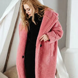 lamb wool fur coat christmas sweater women 2023 autumn winter faux fur solid plus size coat femme warm jacket outwear 1028-0-Outfit