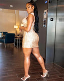 Sequin Gold Single Sleeve Keyhole Mini Club
