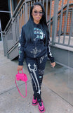 Print Hooded Sweatsuit with
