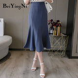 Woman's Skirt 2020 Casual Package Hip High Waist Office Work Wear Mermaid Skirts Womens Black Saia Midi Mujer
