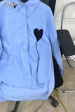 Blouse for Female 2023 Heart Embroidery Casual Korean Fashion Oversize Shirt Loose Femme Womens Tops Tassel Chic