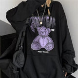 Women Hoodie harajuku Couple outfit Bear print Anime hoodies women goth Hoody kawaii Streetwear Tops Hooded Long-sleeved