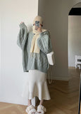 Women's Twist Lantern Sleeve Oversized Knit Sweater Winter Thicken Loose