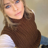 Ardm Za 2020 Women Fashion With Ribbed Trim Cable-knit Sweater Vest Vintage High Neck Sleeveless Twist Female Waistcoat Chic