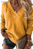 Long Knitted Autumn Women Oversize Sweater Winter V Neck Blue Thick Knit Pullover Sleeve White Warm Sweaters