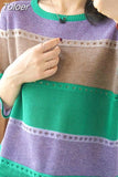 Loose Knitted Sweater Women Three Quarter Sleeve Woman Pullovers Sweaters Casual 2023 Autumnsummer Spring Striped