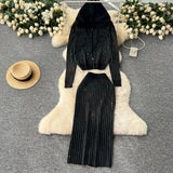 And Winter Casual Suit Female Fashion Hot Diamond Hooded Zip Open Shirt Sweater Jacket Knitted Hip