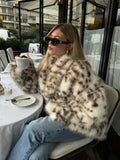 2025 Autumn And Winter New Temperament Fashion Leopard-Print Collar Imitation Fur