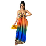 Toloer New Women's Casual Loose Print Cotton Slip Dress-Outfit