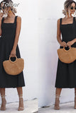 Dress For Women Sexy Backless Casual White Black Ruched Midi Sundresses 2023 Summer Spaghetti Strap Women's Dress
