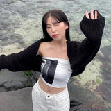 Korean Fashion Tube Top Y2k Aesthetics Crop Top Grunge Chic Print Corset Tops Harajuku Sexy Slim Tank Top 00s