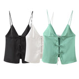 Toloer New Bow Trim Silk Satin Texture Top 2170331-Outfit