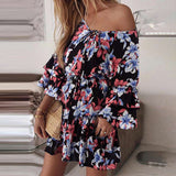 Bohemian Women Floral Printed Dress 2022 Celmia Summer Lace Up V Neck Beach Party Mini Vestidos Elegant Flared Sleeve