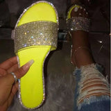 Slippers Women Summer Sandals Fashion Bling Candy Color Flip Flops Beach Diamond Flat Slippers Outdoor Slide