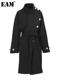 Women Button Irregular Big Size Long Trench New Stand Collar Long Sleeve Windbreaker Fashion Spring Autumn 2023