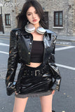 Crop Tops Harajuku Streetwear PU Jackets Motorcycle Leather Coat Women 2023 Ropa Mujer Y2k Clothes Fashion Korean