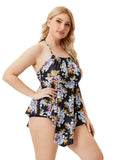 Halter Floral Print Plus Size One Piece