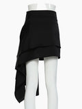 High Waist Black Buckle Irregular Burr Personality Half-body Skirt Women Fashion Tide New Spring Autumn 2023