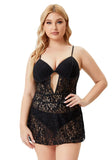 Strap Solid Lace Plus Size One Piece