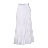 With Belt Women's New High-Waisted Skirt Swing Medium Long Folded Temperament Half-Body