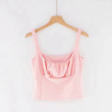 Fashion Ruched Green Women Tank Top Sexy haut femme Women crop top gothic Camis Casual