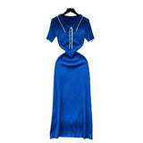 Feel Dress Women 2025 New Design Color Short-Sleeved Polo Collar Knitted Ass
