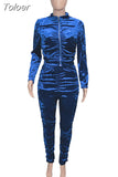 Velvet Loungewear Sets Women Velour Two Piece Outfits Zipper Full Sleeve Jacket and Stacked Pant Sweatsuit Matching