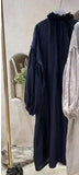 Stand Loose Plus Size Solid White Lantern Sleeve Hemp Cotton Cardigan Woman