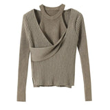 Green Slim High Elastic Knitting Sweater Round Neck Long Sleeve Women Pullovers New Fashion Autumn Winter 2022