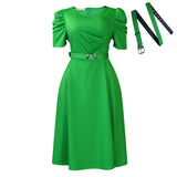 Women's Summer New Fashion Elegance V-Necked Folded Large Dress Dress