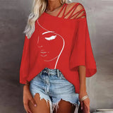 Autumn Fashion Splicing Loose Leisure Blouse Lady Print