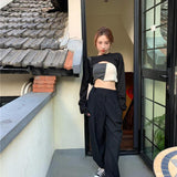 Big Hollow Long Sleeve Tee Cloak Pullover T-shirt And Matching Set Slim Crop Top Streetwear Fashion Tracksuit Sexy T