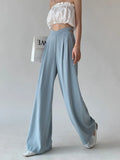 Winter Korea Women Suit Long Trousers High Waist Elegant Wide Leg Pant Female Y2k Solid Casual Designer Clothing 2021