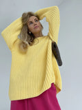 Oversized Knitted Sweater Women Autumn Winter Thick Solid Pullovers Female Warm Cozy Jumper Casual Knitwear Tops
