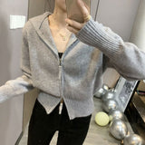 Zipper Sweater Jacket Cardigan 2025 Spring And Autumn Wear A Small Design Of Small Short Hooded Knitted