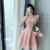 Party Sannian Women Birthday Dress Pink Sling Dress New Summer Short Waist Slim Dresses Party Women Clothes Sexy
