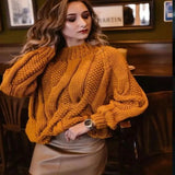 Women Sweater 2021 Autumn Winter Loose Oversized Warm Twist Knitted Pullovers Fashion Solid Causal Tops Knitwear Sweet