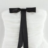 Spring Women's New Ougen Yarn Sue Bow Trim Corset