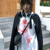 Korean Fashion Irregular Cloak Grunge Long Sleeve Crop Top Gothic Black Cape Japanese Shawl Harajuku Short Jackets
