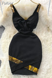 Women Bodycon Mini Dress Sexy V-neck Spaghetti Strap High Waist Sleeveless Glitter Party Dress Padded Slim Club