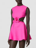 Fashion French Dress Women 2025 Spring New Temperament Flowers Splicing Sexy Style High-End Short