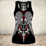 Gothic Skull Print Tank Top Women Halloween Cotton Sleeveless Tee Shirt Workout Black Vest