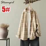 Women's Plaid Woolen Shirt Oversize Autumn 2022 Thick Warm Plaid Blouses And Shirts Winter Oversized Women Woolen Shirt